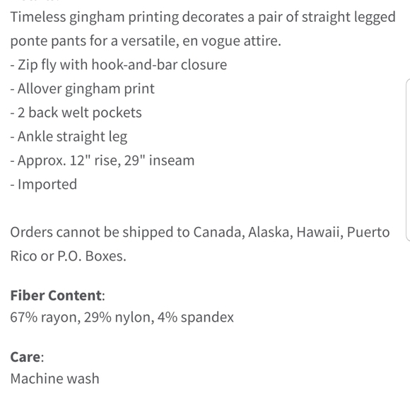 Amanda+Chelsea gingham ponte pants - Picture 10 of 10